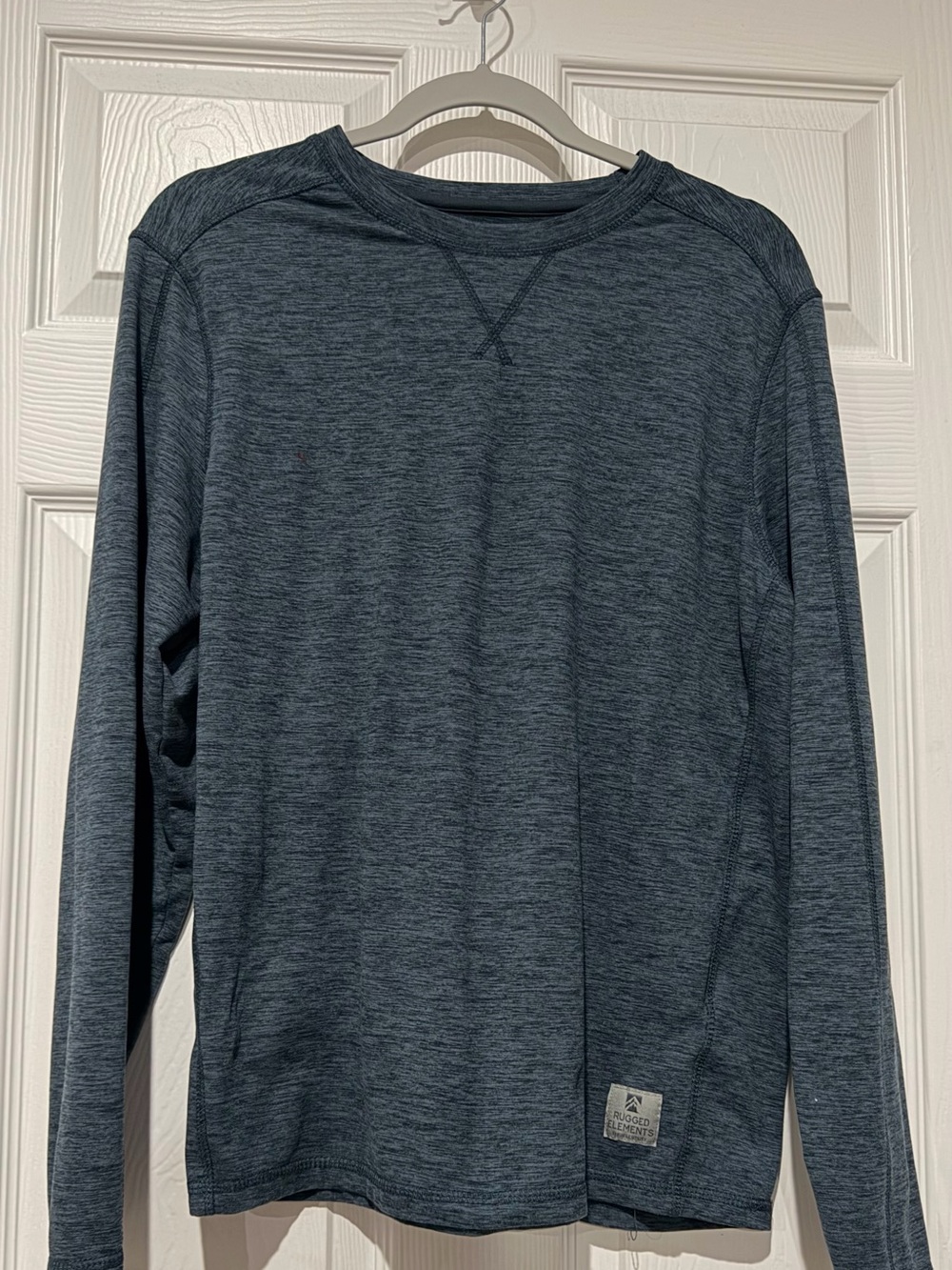 Women's Long Sleeve Heathered Crew Neck Shirt - Blue